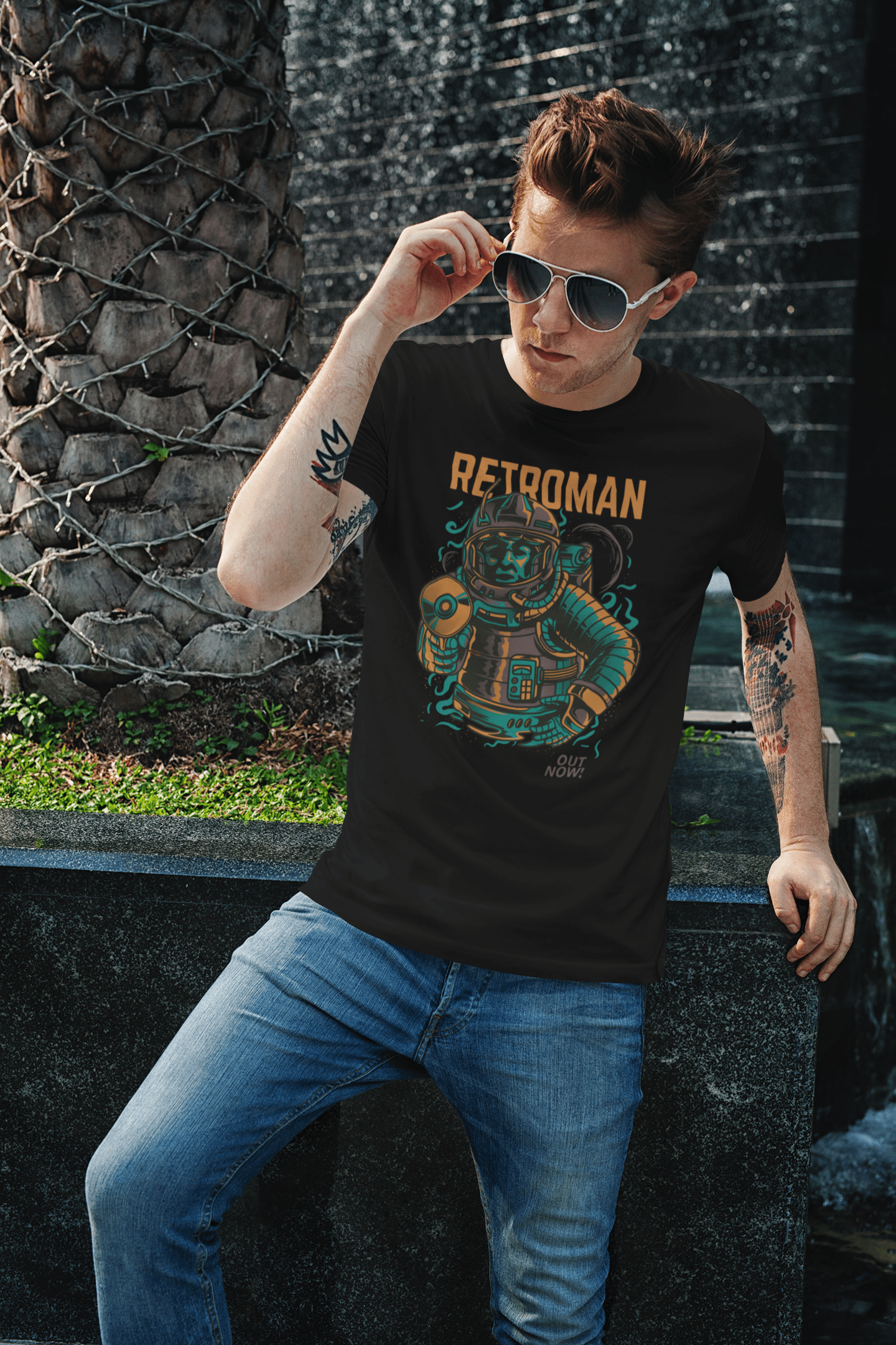 ULTRABASIC Men's Novelty T-Shirt Retroman - Harajuku Tee Shirt