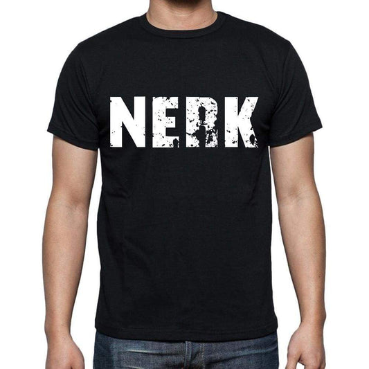 Nerk Mens Short Sleeve Round Neck T-Shirt 4 Letters Black - Casual