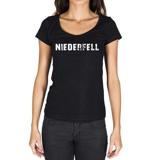 Niederfell German Cities Black Womens Short Sleeve Round Neck T-Shirt 00002 - Casual
