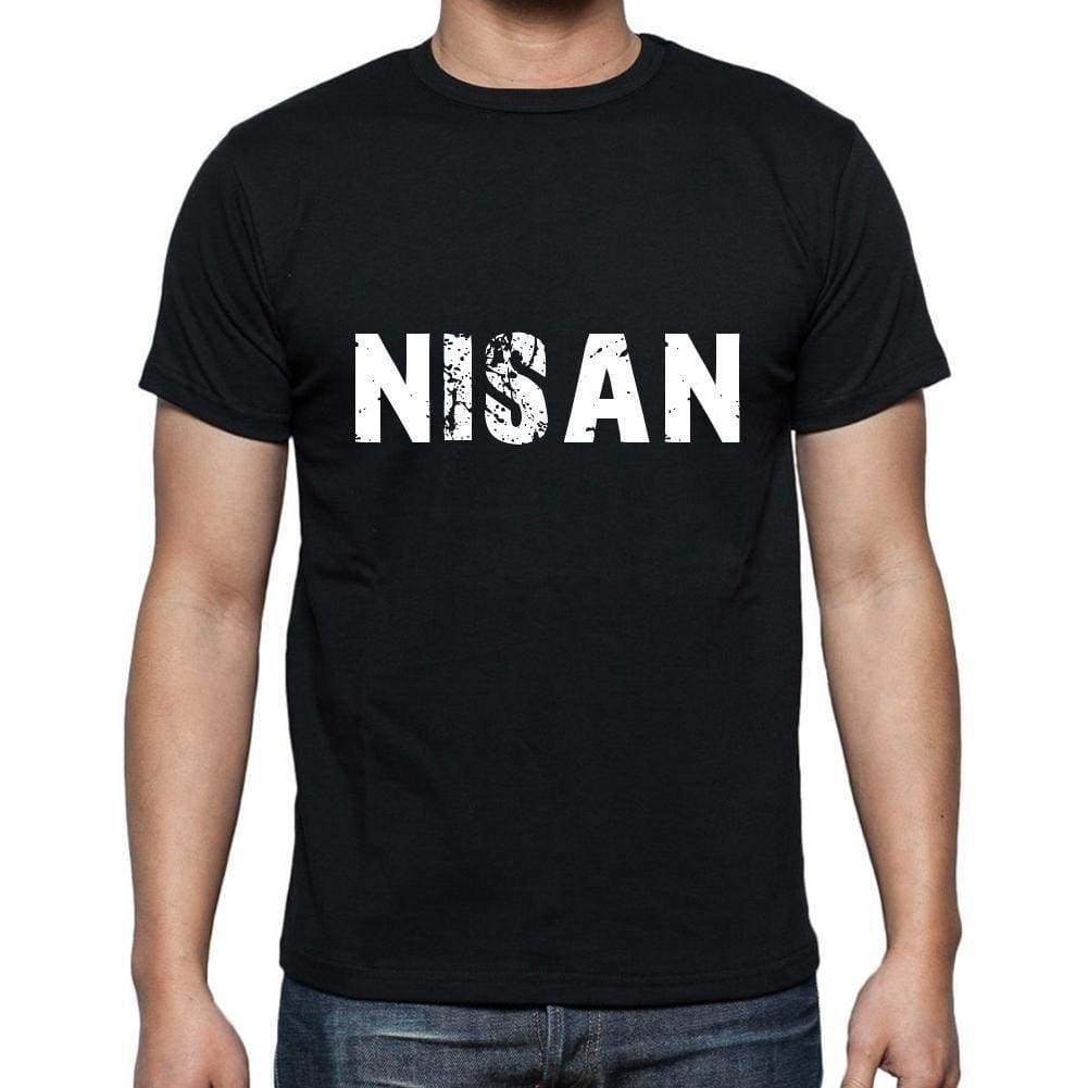 Nisan Mens Short Sleeve Round Neck T-Shirt 5 Letters Black Word 00006 - Casual