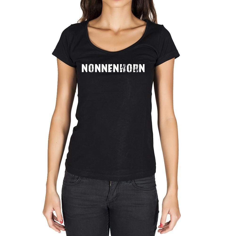 Nonnenhorn German Cities Black Womens Short Sleeve Round Neck T-Shirt 00002 - Casual