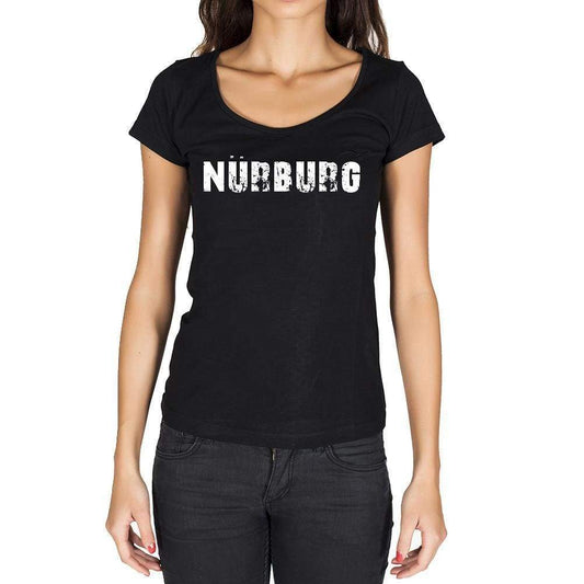 Nürburg German Cities Black Womens Short Sleeve Round Neck T-Shirt 00002 - Casual
