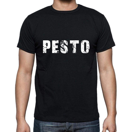 Pesto Mens Short Sleeve Round Neck T-Shirt 5 Letters Black Word 00006 - Casual