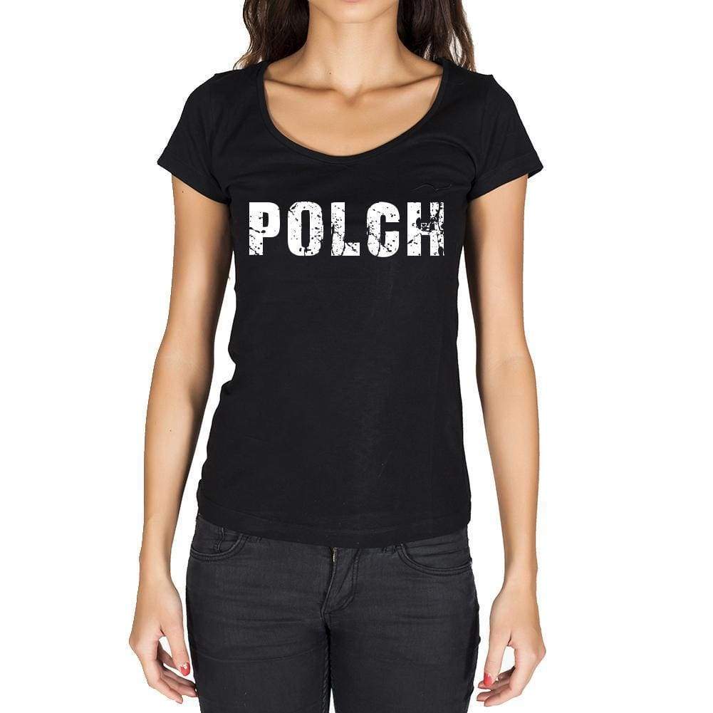 Polch German Cities Black Womens Short Sleeve Round Neck T-Shirt 00002 - Casual