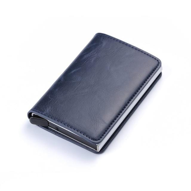 Business ID Credit Card Holder Men and Women Metal RFID Vintage Aluminium Box PU Leather Card Wallet Note Carb-Card Holder-Ultrabasic