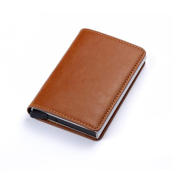 Business ID Credit Card Holder Men and Women Metal RFID Vintage Aluminium Box PU Leather Card Wallet Note Carb-Card Holder-Ultrabasic