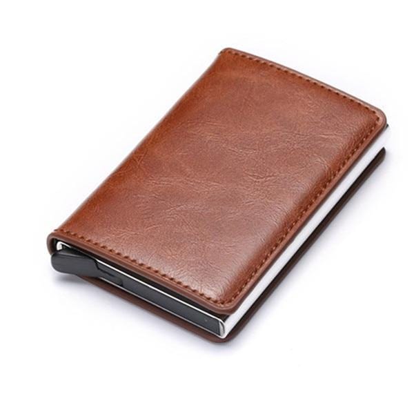 Business ID Credit Card Holder Men and Women Metal RFID Vintage Aluminium Box PU Leather Card Wallet Note Carb-Card Holder-Ultrabasic