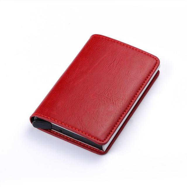 Business ID Credit Card Holder Men and Women Metal RFID Vintage Aluminium Box PU Leather Card Wallet Note Carb-Card Holder-Ultrabasic