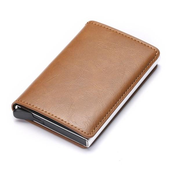 Business ID Credit Card Holder Men and Women Metal RFID Vintage Aluminium Box PU Leather Card Wallet Note Carb-Card Holder-Ultrabasic