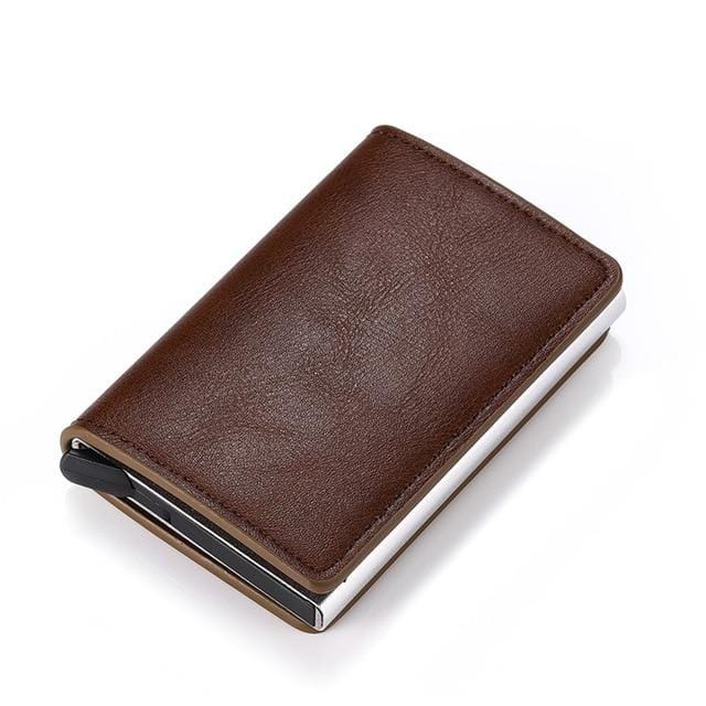 Business ID Credit Card Holder Men and Women Metal RFID Vintage Aluminium Box PU Leather Card Wallet Note Carb-Card Holder-Ultrabasic