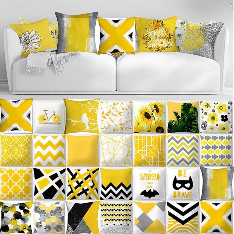 Pillow Cover Case Pillowcase Yellow geometric Pineapple Leaf Square Flax pillow Cushion Bed Home Fashion decoration