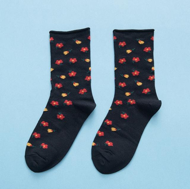 Japanese Korean Style Cartoon Flower Cute Socks Women Streetwear Skate Harajuku Kawaii Socks Autumn 38