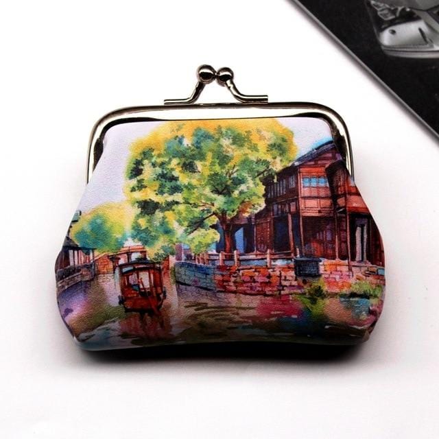 Vintage Women Printing coin Purses girl hasp Zero Wallet Ladies Clutch change purse Female mini money Bag PU Leather Carteira /5