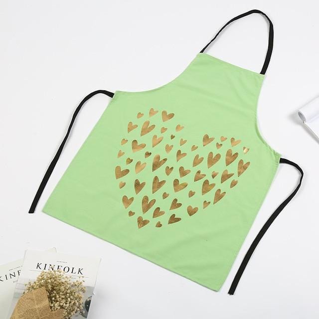 1Pcs Fashion Bronzing Cotton Apron Women Adult Bibs Home Cooking Baking Coffee Shop Cleaning Aprons Kitchen Accessories