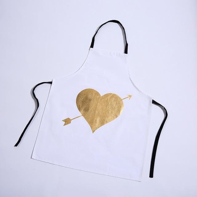 1Pcs Fashion Bronzing Cotton Apron Women Adult Bibs Home Cooking Baking Coffee Shop Cleaning Aprons Kitchen Accessories