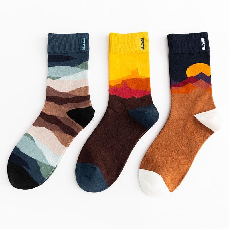 Unisex Painting Style Men Socks 100 Cotton Harajuku Colorful Full Socks Men 1 Pair Gifts Size 35-43