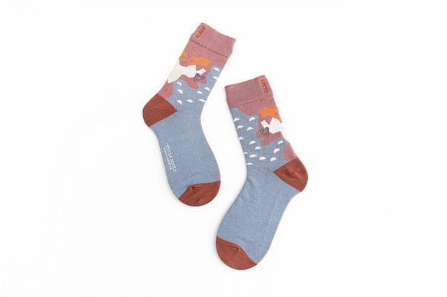 Unisex Painting Style Men Socks 100 Cotton Harajuku Colorful Full Socks Men 1 Pair Gifts Size 35-43