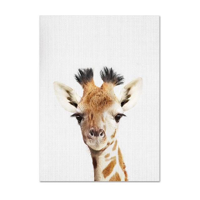 Kawaii Baby Animal Deer Rabbit Giraffe Canvas Poster Nursery Wall Art Prints Painting Nordic Kids Bedroom Decor Pictures