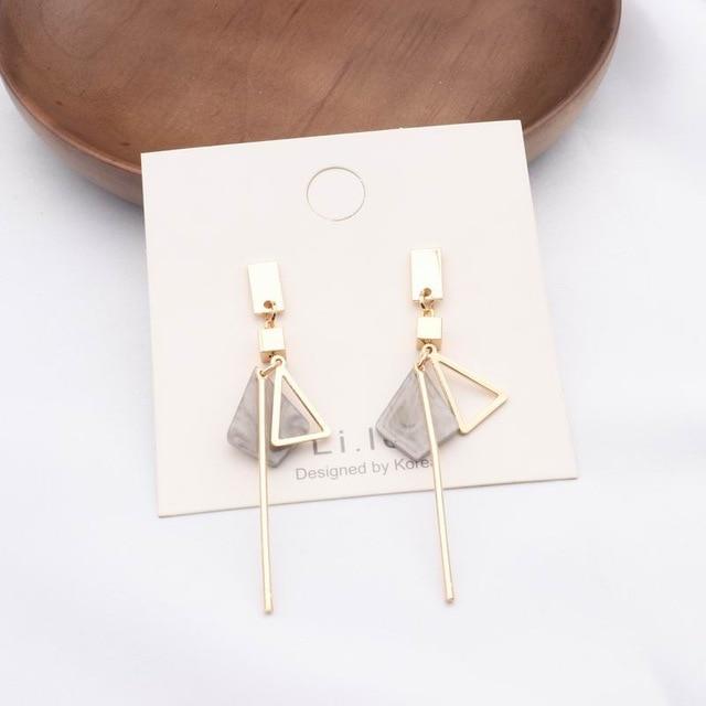 MENGJIQIAO 2019 New Irregular Geometric Round Grey Acrylic Statement Long Drop Earrings Acetic Acid Resin Earrings for Women