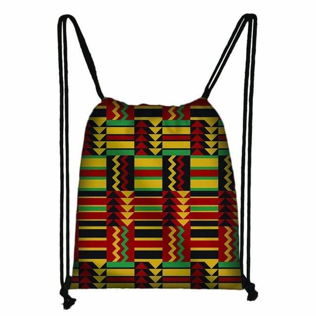 African Drawstring Bag Printed Daypack afro Girls Travel Bag Small Backpack Beach Pouch Kids Gift Storage Bag