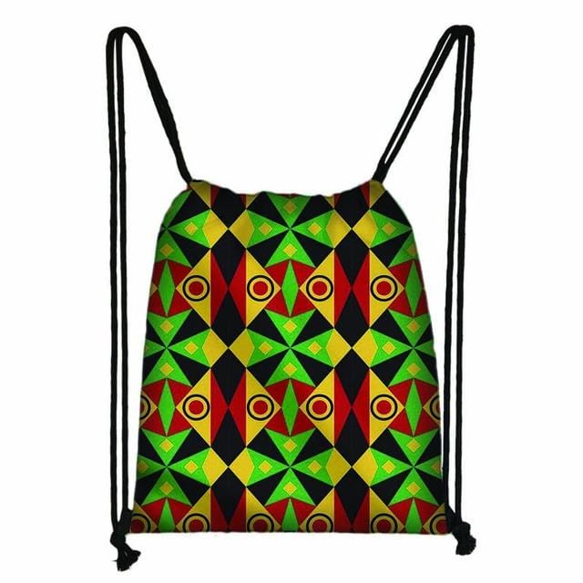 African Drawstring Bag Printed Daypack afro Girls Travel Bag Small Backpack Beach Pouch Kids Gift Storage Bag