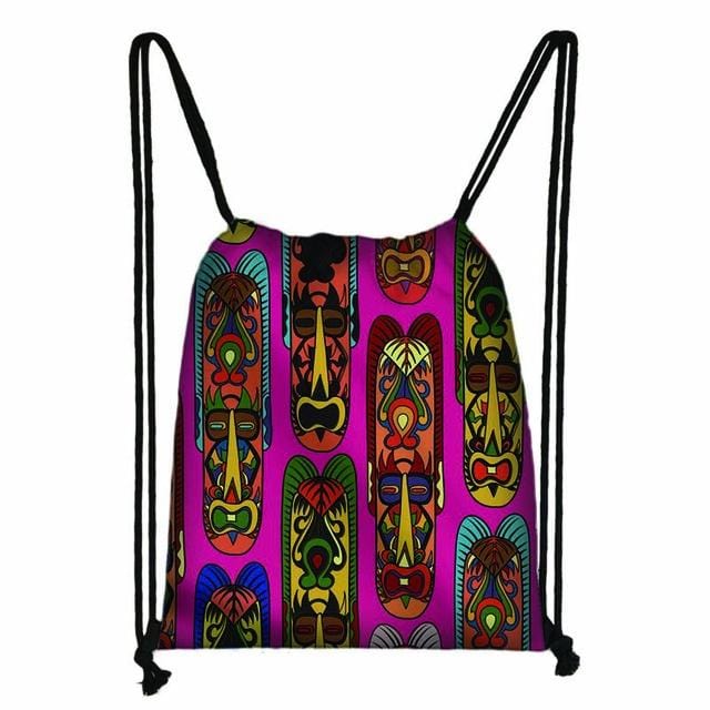 African Drawstring Bag Printed Daypack afro Girls Travel Bag Small Backpack Beach Pouch Kids Gift Storage Bag