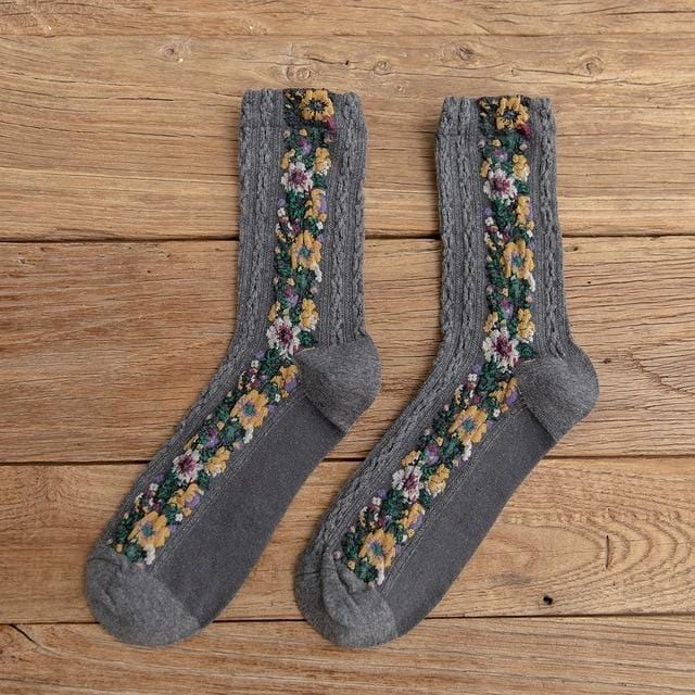 Spring Autumn Japanese Harajuku Woman Socks Cotton with Flowers Funny Socks Women Korean Style Kawaii Girls Calcetines Mujer 190