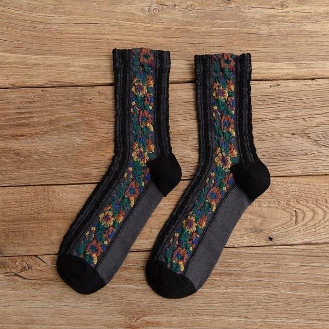 Spring Autumn Japanese Harajuku Woman Socks Cotton with Flowers Funny Socks Women Korean Style Kawaii Girls Calcetines Mujer 190