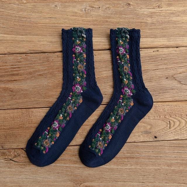 Spring Autumn Japanese Harajuku Woman Socks Cotton with Flowers Funny Socks Women Korean Style Kawaii Girls Calcetines Mujer 190