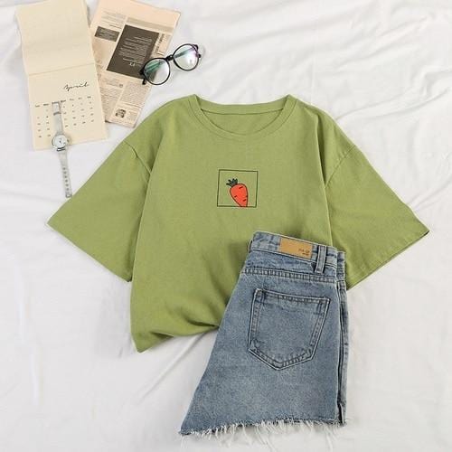 Korean cartoon Embroidery Loose basic t shirt autumn long Sleeve Simple T-shirts for Women harajuku Kawaii funny student tshirt