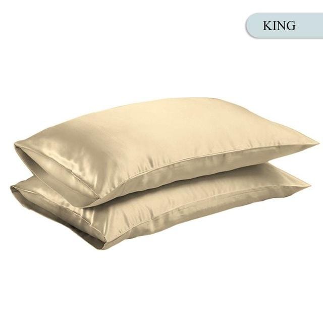 Queen/KING Silk Satin Pillow Case Bedding Pillowcase Smooth Home White Black Grey Khaki Sky Blue Pink Sliver