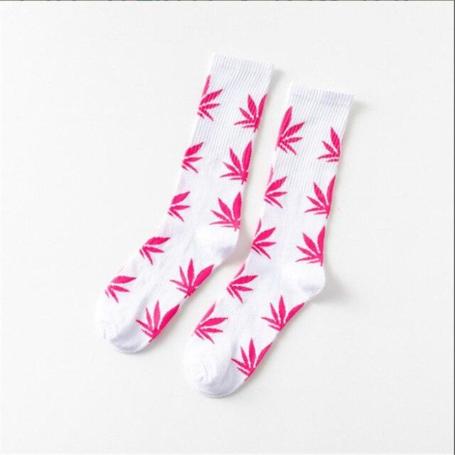 Moda Mulaya Funny Socks Women Comfortable High Quality Cotton Happy Hemp Leaf Maple Casual Long Weed Crew Sock Dress Harajuku