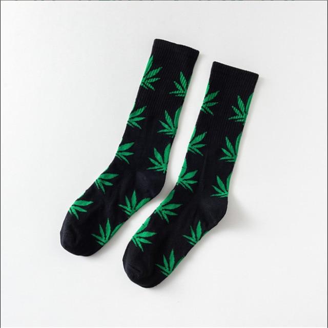 Moda Mulaya Funny Socks Women Comfortable High Quality Cotton Happy Hemp Leaf Maple Casual Long Weed Crew Sock Dress Harajuku