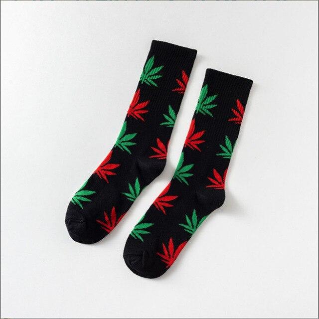 Moda Mulaya Funny Socks Women Comfortable High Quality Cotton Happy Hemp Leaf Maple Casual Long Weed Crew Sock Dress Harajuku