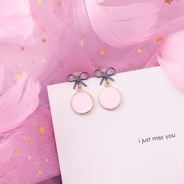 2019 Pink Earrings Korean Flower Sweet Geometric Earring Simulated Pearl pendientes mujer For Women Tassel Ear Jewelry brincos