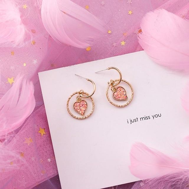 2019 Pink Earrings Korean Flower Sweet Geometric Earring Simulated Pearl pendientes mujer For Women Tassel Ear Jewelry brincos