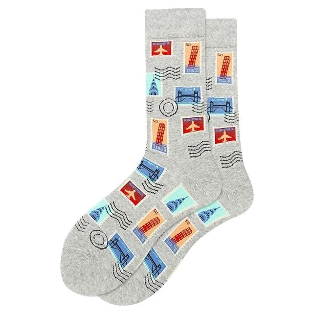 Colorful Men's Socks Harajuku Colorful Happy Funny symbol International chess geometric Formula Cotton Sock Christmas Gift