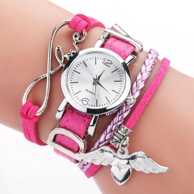 Duoya Brand Watches For Women Luxury Silver Heart Pendant Leather Belt Quartz Clock Ladies Wrist Watch 2019 Zegarek Damski