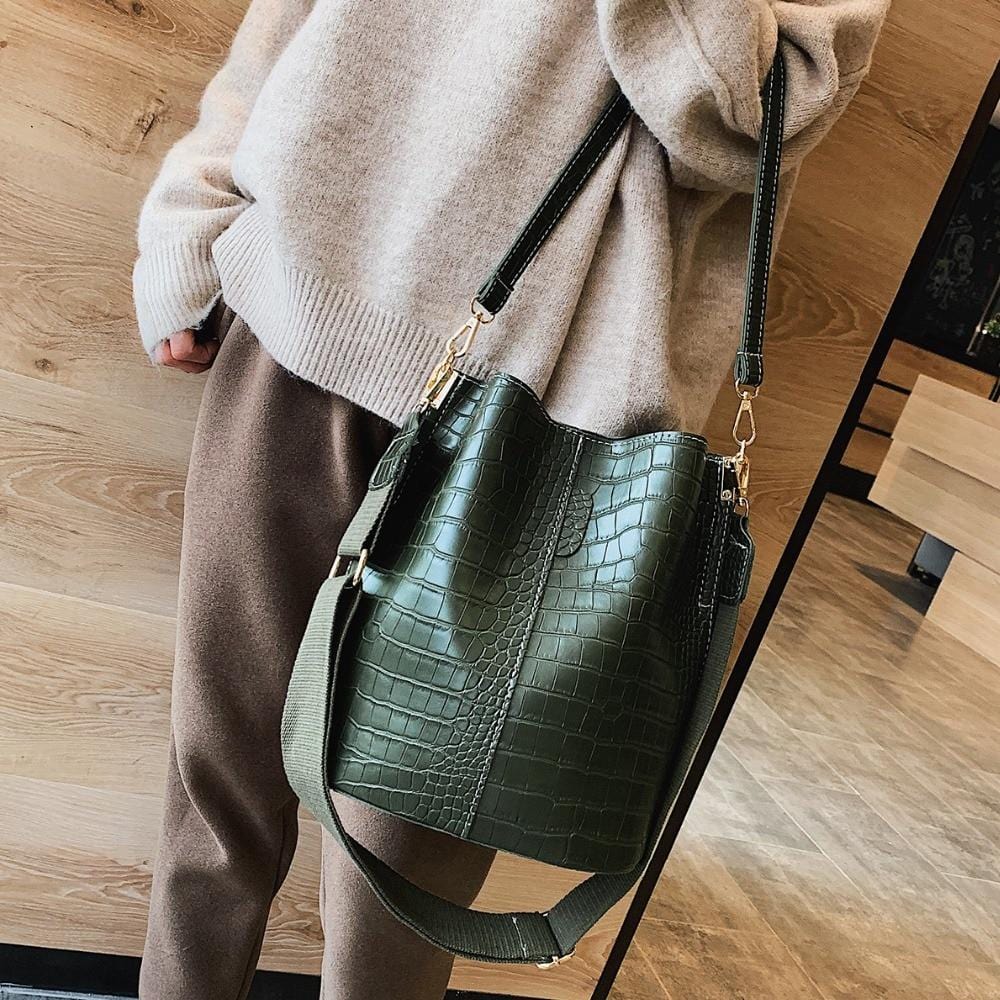 Vintage leather Stone Pattern Crossbody Bags For Women 2020 New Shoulder Bag Fashion Handbags and Purses Zipper Bucket Bags