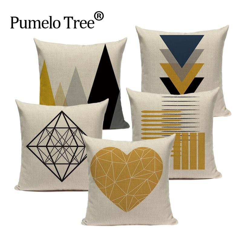 Custom Throw Pillow Covers Geometric Cushion Cover Nordic Decoration Home High Quality Yellow Deer Pillow Case For Pillow