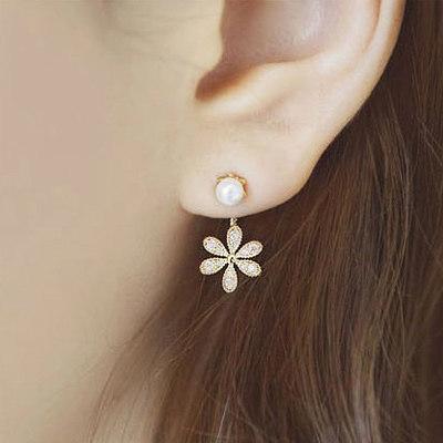 New Fashion Simulated Pearls Pendientes Bijoux Angel Wings Leaf Feather Flowers Stud Earrings For Women Wedding Jewelry Brincos-Earrings-Ultrabasic