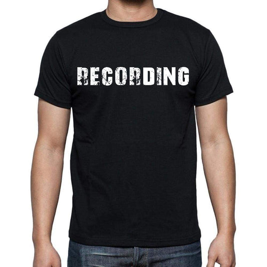 Recording White Letters Mens Short Sleeve Round Neck T-Shirt 00007