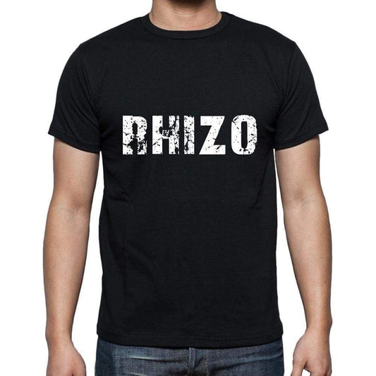 Rhizo Mens Short Sleeve Round Neck T-Shirt 5 Letters Black Word 00006 - Casual