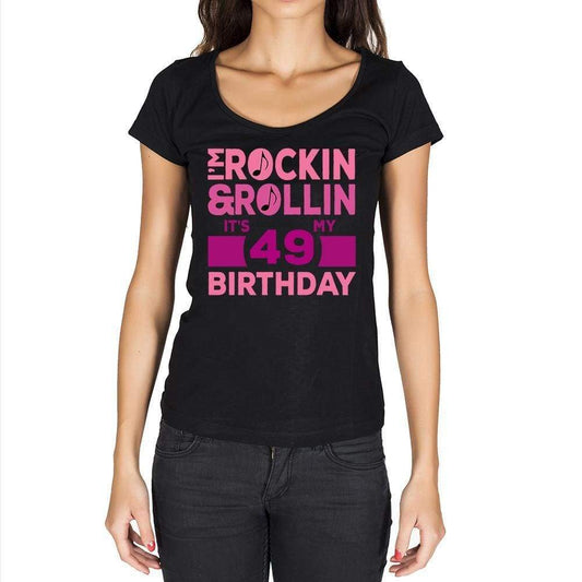 Rockin&rollin 49 Womens Short Sleeve Round Neck T-Shirt 00149 - Black / Xs - Casual