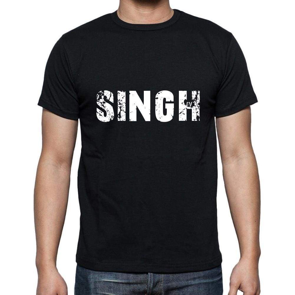 Singh Mens Short Sleeve Round Neck T-Shirt 5 Letters Black Word 00006 - Casual