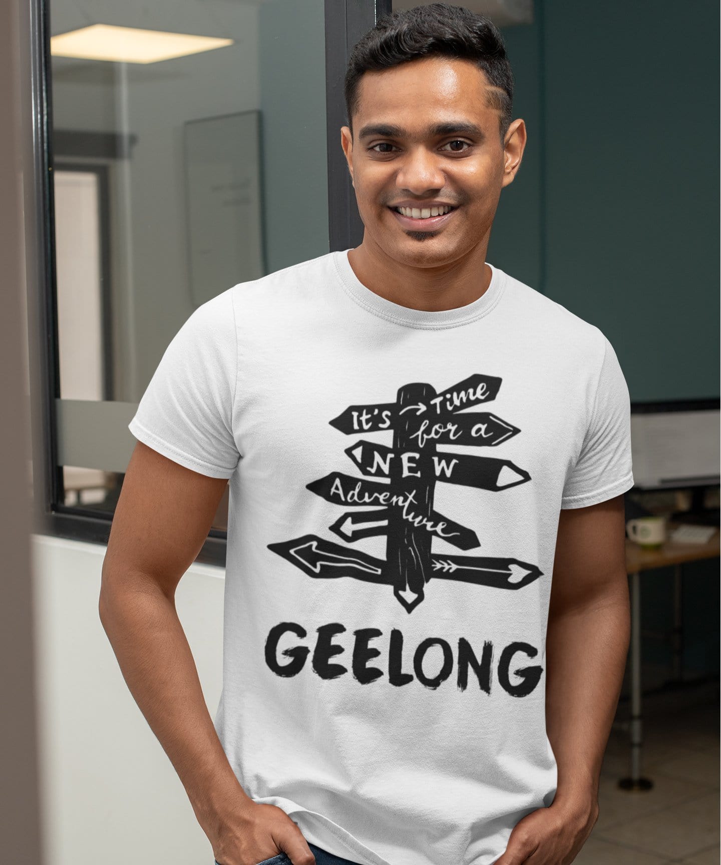 Men's Vintage Tee Shirt Graphic T shirt Time For New Advantures Geelong White