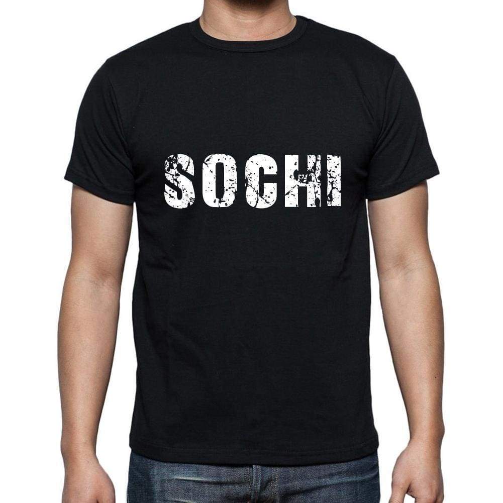 Sochi Mens Short Sleeve Round Neck T-Shirt 5 Letters Black Word 00006 - Casual