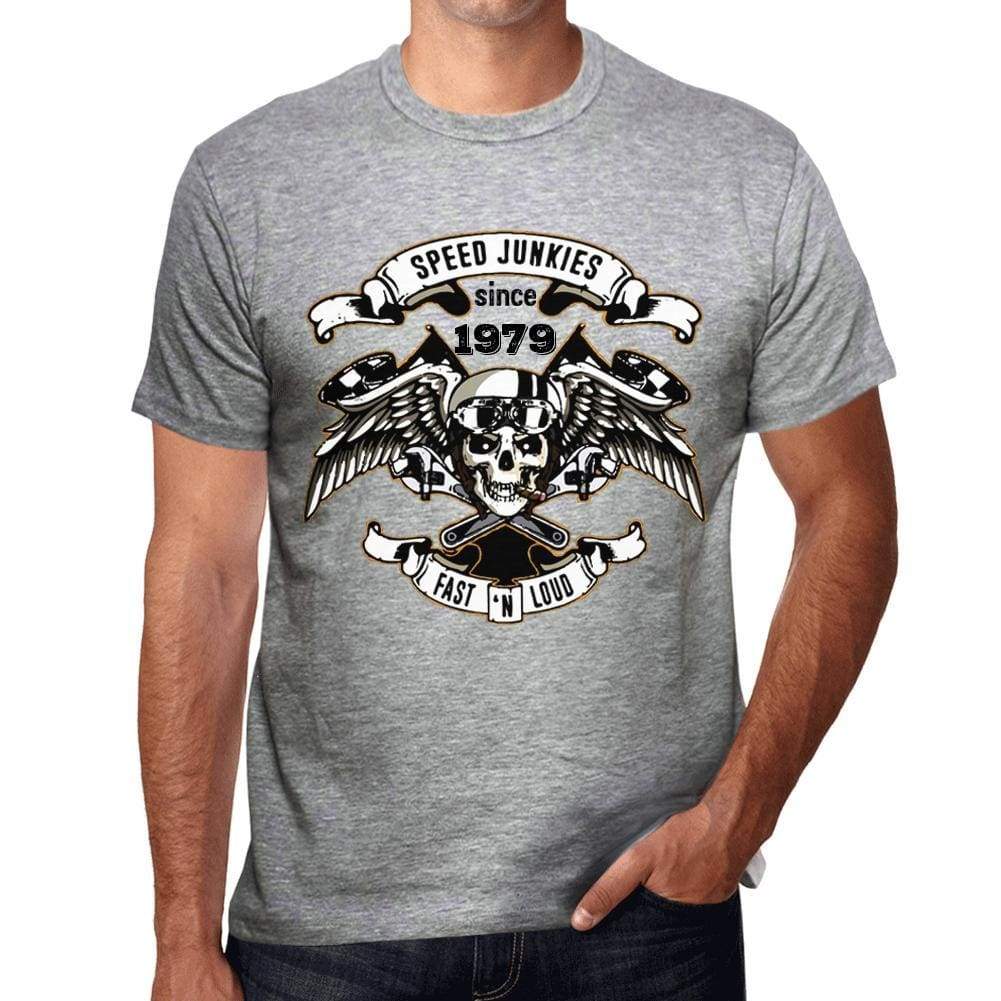 Speed Junkies Since 1979 Mens T-Shirt Grey Birthday Gift 00463 - Grey / S - Casual