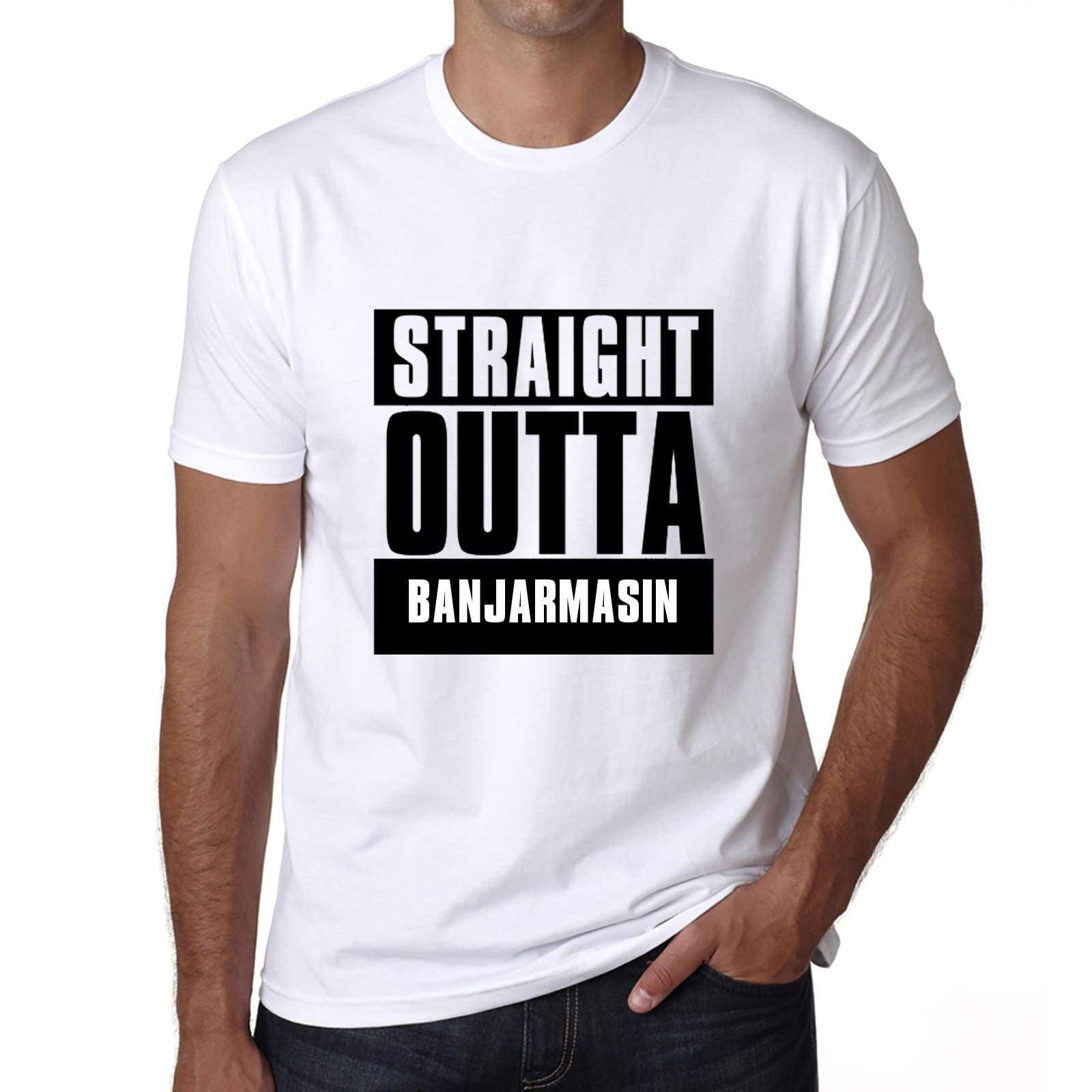 Straight Outta Banjarmasin Mens Short Sleeve Round Neck T-Shirt 00027 - White / S - Casual