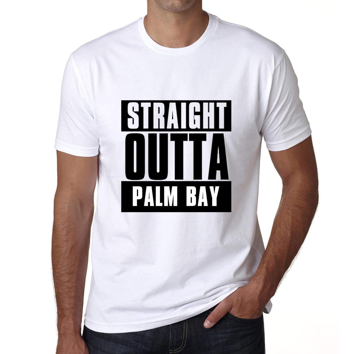 Straight Outta Palm Bay Mens Short Sleeve Round Neck T-Shirt 00027 - White / S - Casual